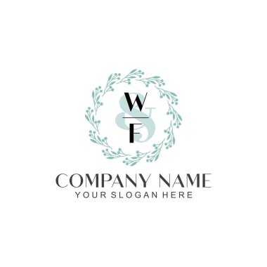 El yazısı WF Baş harfleriyle Çiçek Monogram Logosu Ayarları