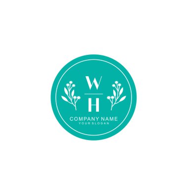 El yazısı WH baş harfleriyle Çiçek Monogram Logosu Ayarları