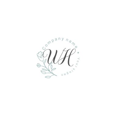 Çiçek ve Lüks Acc ile el yazısı WH İlk Logo Şablonları