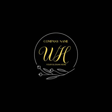 Çiçek ve Lüks Acc ile el yazısı WH İlk Logo Şablonları
