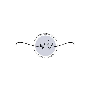 Çiçek ve Min ile Modern El Yazısı WI İlk Logo Şablonları