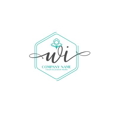 Çiçek ve Min ile Modern El Yazısı WI İlk Logo Şablonları