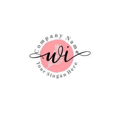 Çiçek ve Min ile Modern El Yazısı WI İlk Logo Şablonları