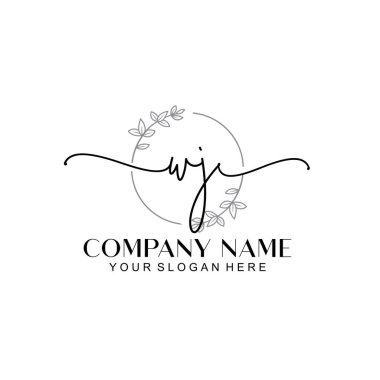 Çiçek ve Min ile Modern El Yazısı WJ İlk Logo Şablonları