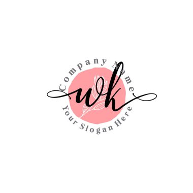 Çiçek ve Min ile Modern El Yazısı WK İlk Logo Şablonları