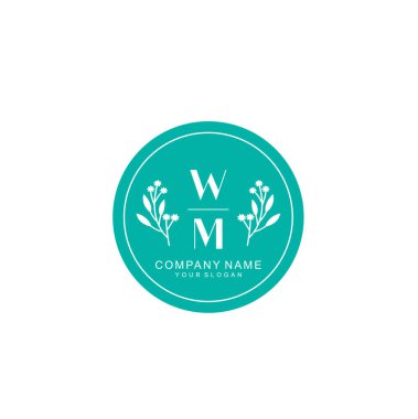El yazısı WM Baş harfleriyle Çiçek Monogram Logosu Ayarları