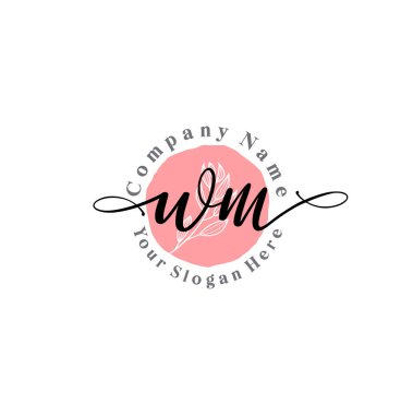 Çiçek ve Min ile Modern El Yazısı WM İlk Logo Şablonları