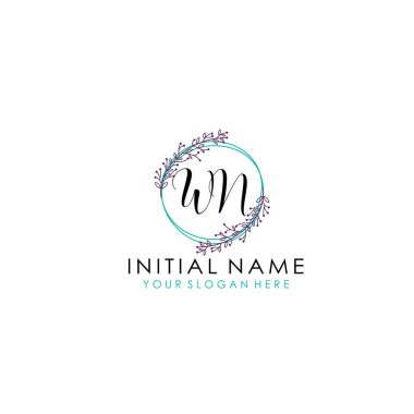 Floral ve Lüks Acc ile el yazması WN İlk Logo Şablonları