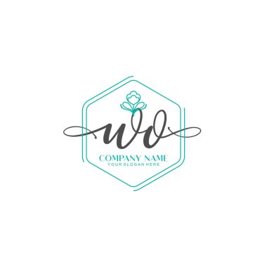 Çiçek ve Min ile Modern El Yazıları WO İlk Logo Şablonları
