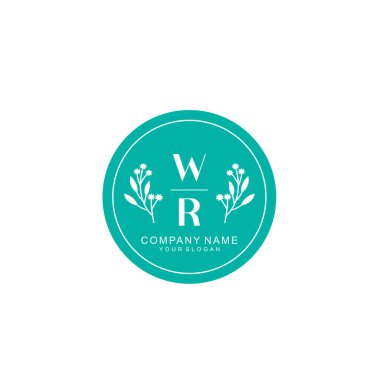 El yazısı WR baş harfleriyle Çiçek Monogram Logosu Ayarları