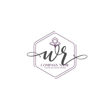 Çiçek ve Min ile Modern El Yazısı WR İlk Logo Şablonları
