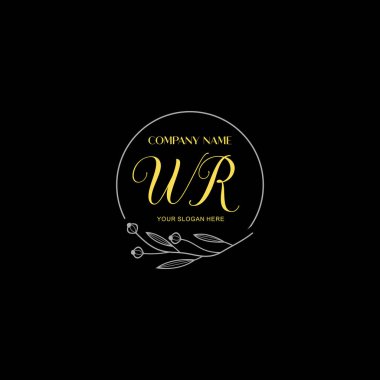 Çiçek ve Lüks Acc ile el yazısı WR İlk Logo Şablonları