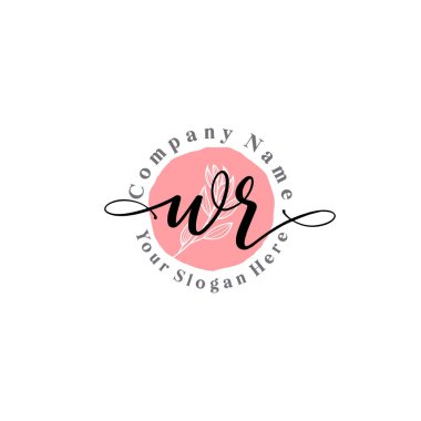 Çiçek ve Min ile Modern El Yazısı WR İlk Logo Şablonları