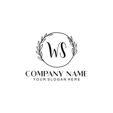 El yazısı WS Baş harfleriyle Çiçek Monogram Logosu Ayarları