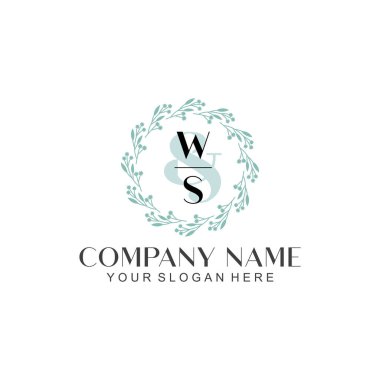 El yazısı WS Baş harfleriyle Çiçek Monogram Logosu Ayarları