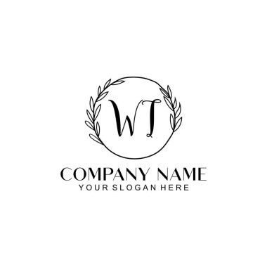 El yazısı WT Baş harfleriyle Çiçek Monogram Logosu Ayarları