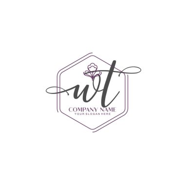 Çiçek ve Min ile Modern El Yazıları WT İlk Logo Şablonları