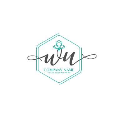 Çiçek ve Min ile Modern El Yazıları WU İlk Logo Şablonları