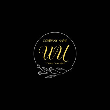 Çiçek ve Lüks Acc ile el yazısı WU İlk Logo Şablonları