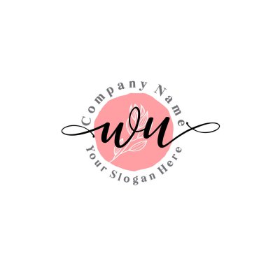 Çiçek ve Min ile Modern El Yazıları WU İlk Logo Şablonları