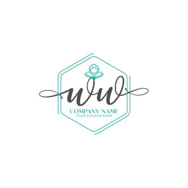 Çiçek ve Min ile Modern El Yazısı WW İlk Logo Şablonları