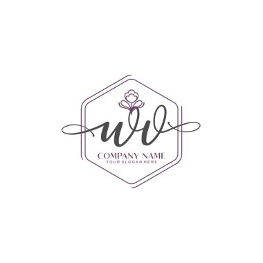 Çiçek ve Min ile Modern El Yazıları WV İlk Logo Şablonları