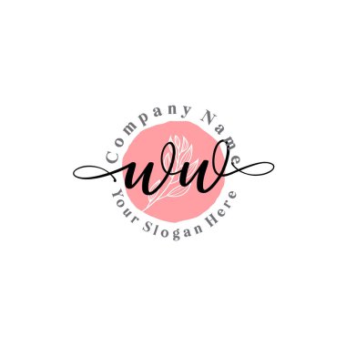 Çiçek ve Min ile Modern El Yazısı WW İlk Logo Şablonları