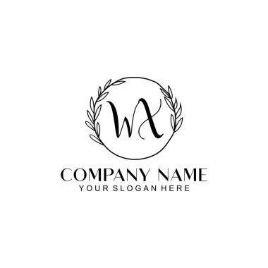 El yazısı WX Baş harfleriyle Çiçek Monogram Logosu Ayarları