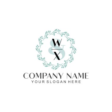El yazısı WX Baş harfleriyle Çiçek Monogram Logosu Ayarları