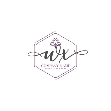 Çiçek ve Min ile Modern El Yazısı WX İlk Logo Şablonları