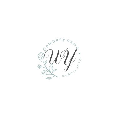 Çiçek ve Lüks Acc ile el yazısı WY İlk Logo Şablonları