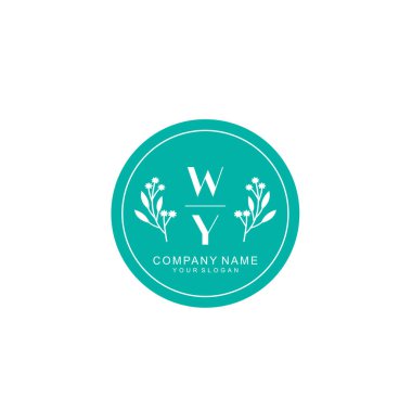 El yazısı WY baş harfleriyle Çiçek Monogram Logosu Ayarları