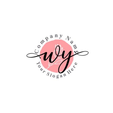 Çiçek ve Min ile Modern El Yazısı WY İlk Logo Şablonları