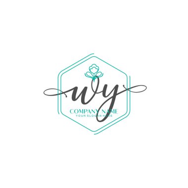 Çiçek ve Min ile Modern El Yazısı WY İlk Logo Şablonları