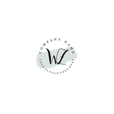 El yazısı WZ baş harfleriyle Çiçek Monogram Logosu Ayarları