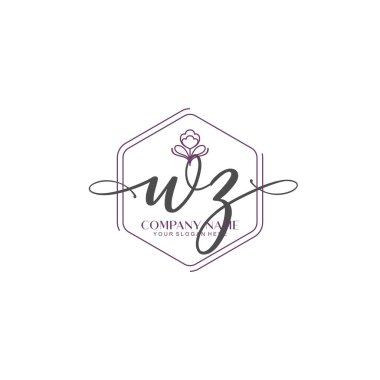 Çiçek ve Min ile Modern El Yazısı WZ İlk Logo Şablonları
