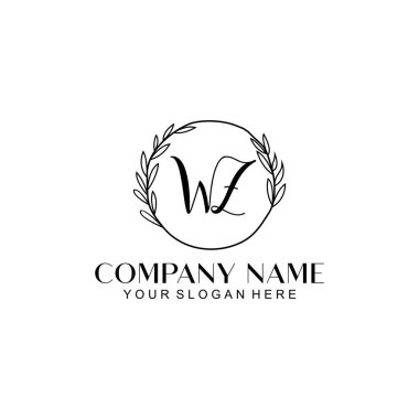 El yazısı WZ baş harfleriyle Çiçek Monogram Logosu Ayarları