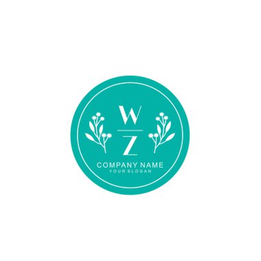 El yazısı WZ baş harfleriyle Çiçek Monogram Logosu Ayarları