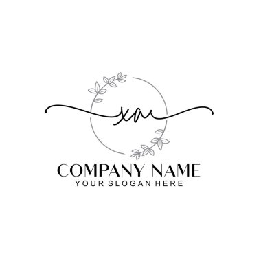 Çiçek ve Min ile Modern El Yazısı XA İlk Logo Şablonları