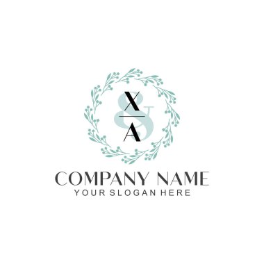 El yazısı XA Baş harfleriyle Çiçek Monogram Logosu Ayarları