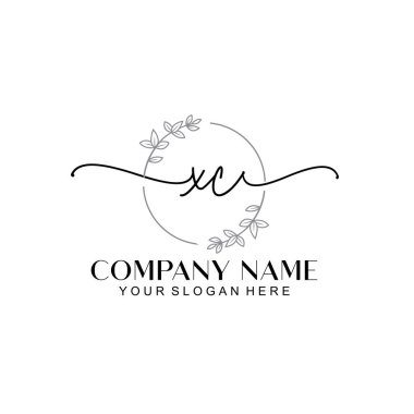 Çiçek ve Min ile Modern El Yazısı XC İlk Logo Şablonları