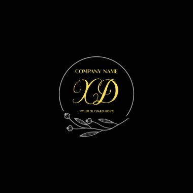 Çiçek ve Lüks Acc ile el yazısıyla XD İlk Logo Şablonları