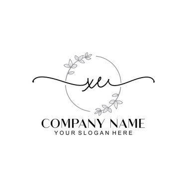 Çiçek ve Min ile Modern El Yazısı XE İlk Logo Şablonları