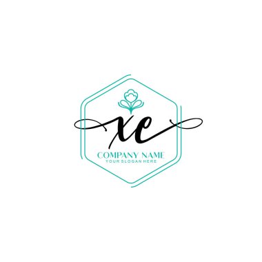 Çiçek ve Min ile Modern El Yazısı XE İlk Logo Şablonları