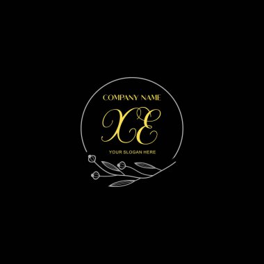 Çiçek ve Lüks Acc ile el yazısıyla XE İlk Logo Şablonları