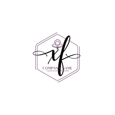 Çiçek ve Min ile Modern El Yazısı XF İlk Logo Şablonları