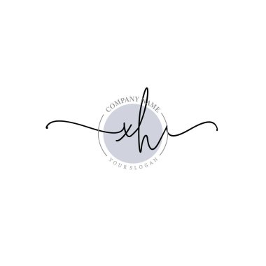 Çiçek ve Min ile Modern El Yazısı XH İlk Logo Şablonları