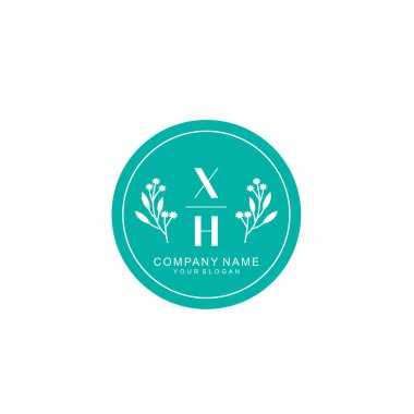 El yazısıyla XH Baş harfleriyle Çiçek Monogram Logosu Ayarları