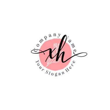 Çiçek ve Min ile Modern El Yazısı XH İlk Logo Şablonları