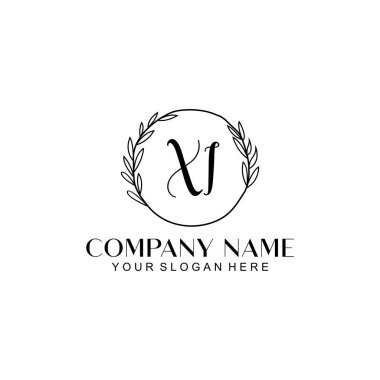 El yazısıyla XI harfleriyle Çiçek Monogram Logosu Seti